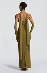 LINDSEY MAXI DRESS - DEEP OLIVE