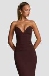 LINDSEY MAXI DRESS - PLUM BROWN