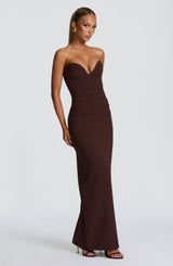 LINDSEY MAXI DRESS - PLUM BROWN