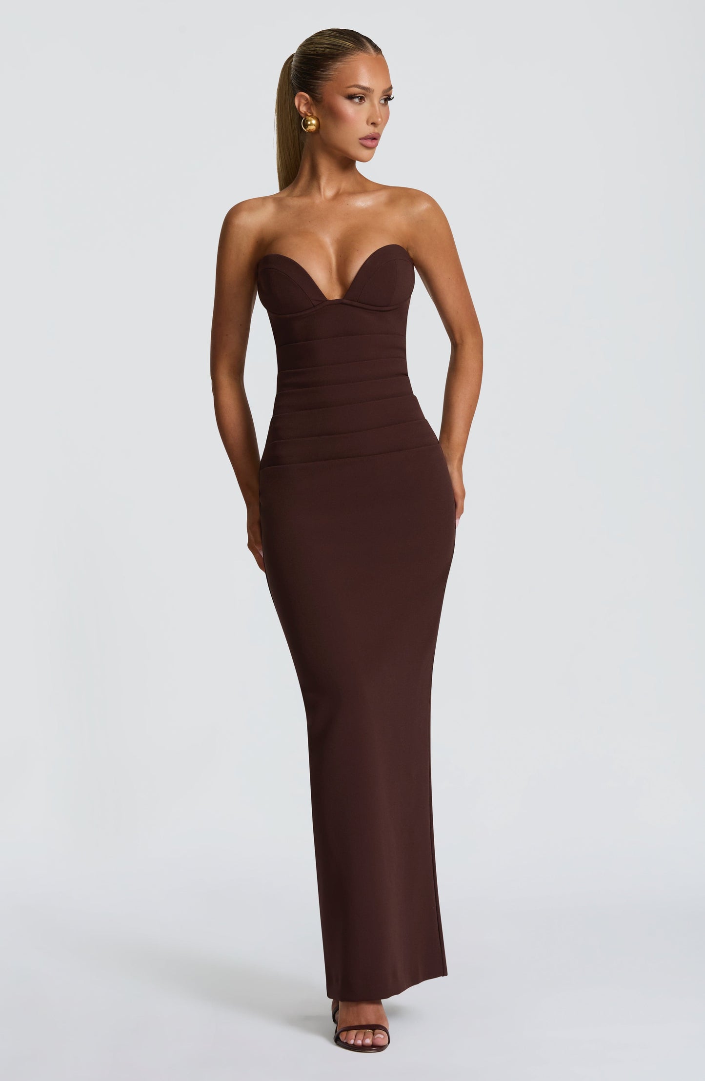 LINDSEY MAXI DRESS - PLUM BROWN