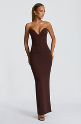 LINDSEY MAXI DRESS - PLUM BROWN