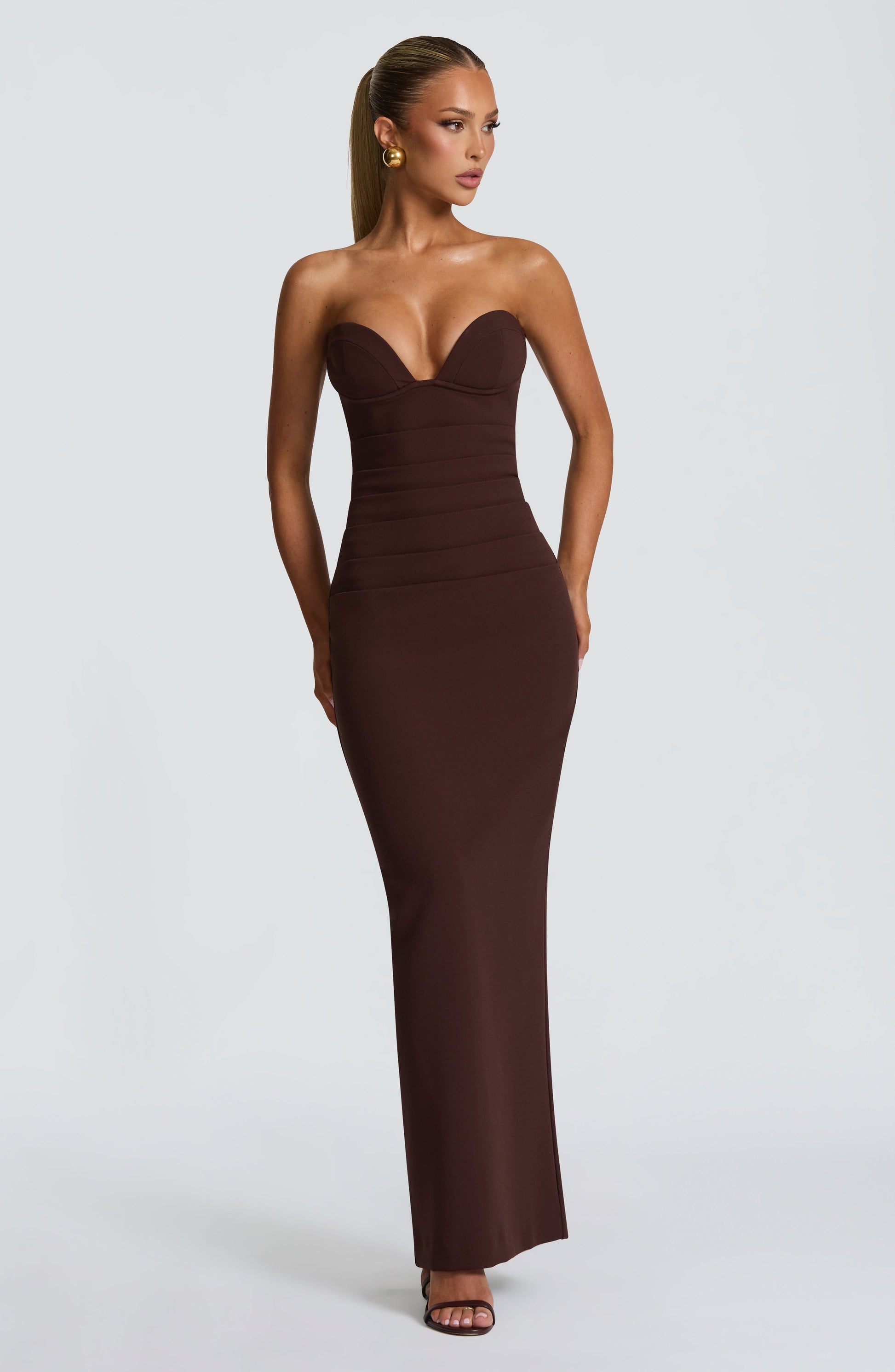 LINDSEY MAXI DRESS - PLUM BROWN