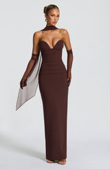 LINDSEY MAXI DRESS - PLUM BROWN