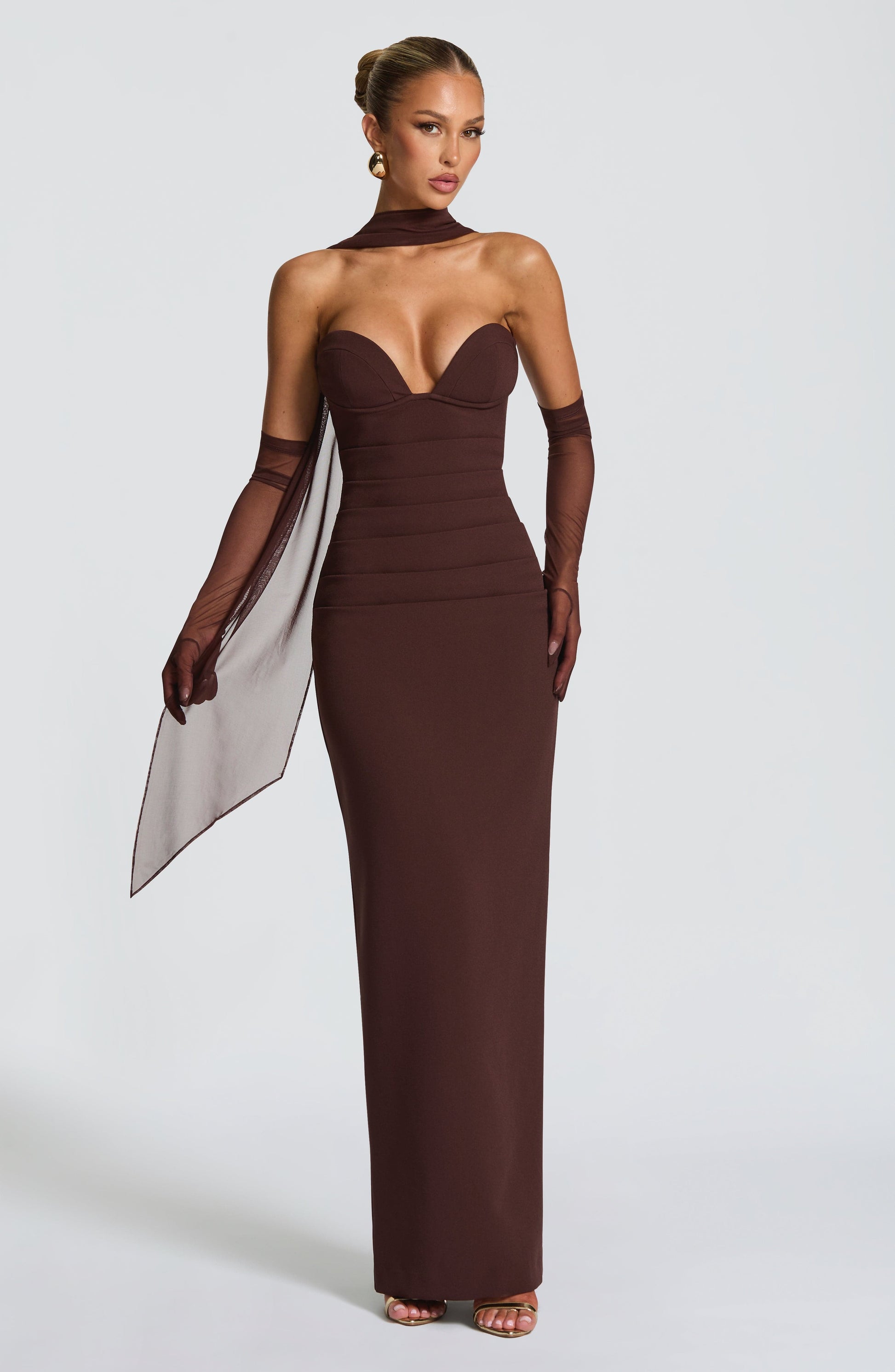 LINDSEY MAXI DRESS - PLUM BROWN