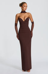 LINDSEY MAXI DRESS - PLUM BROWN