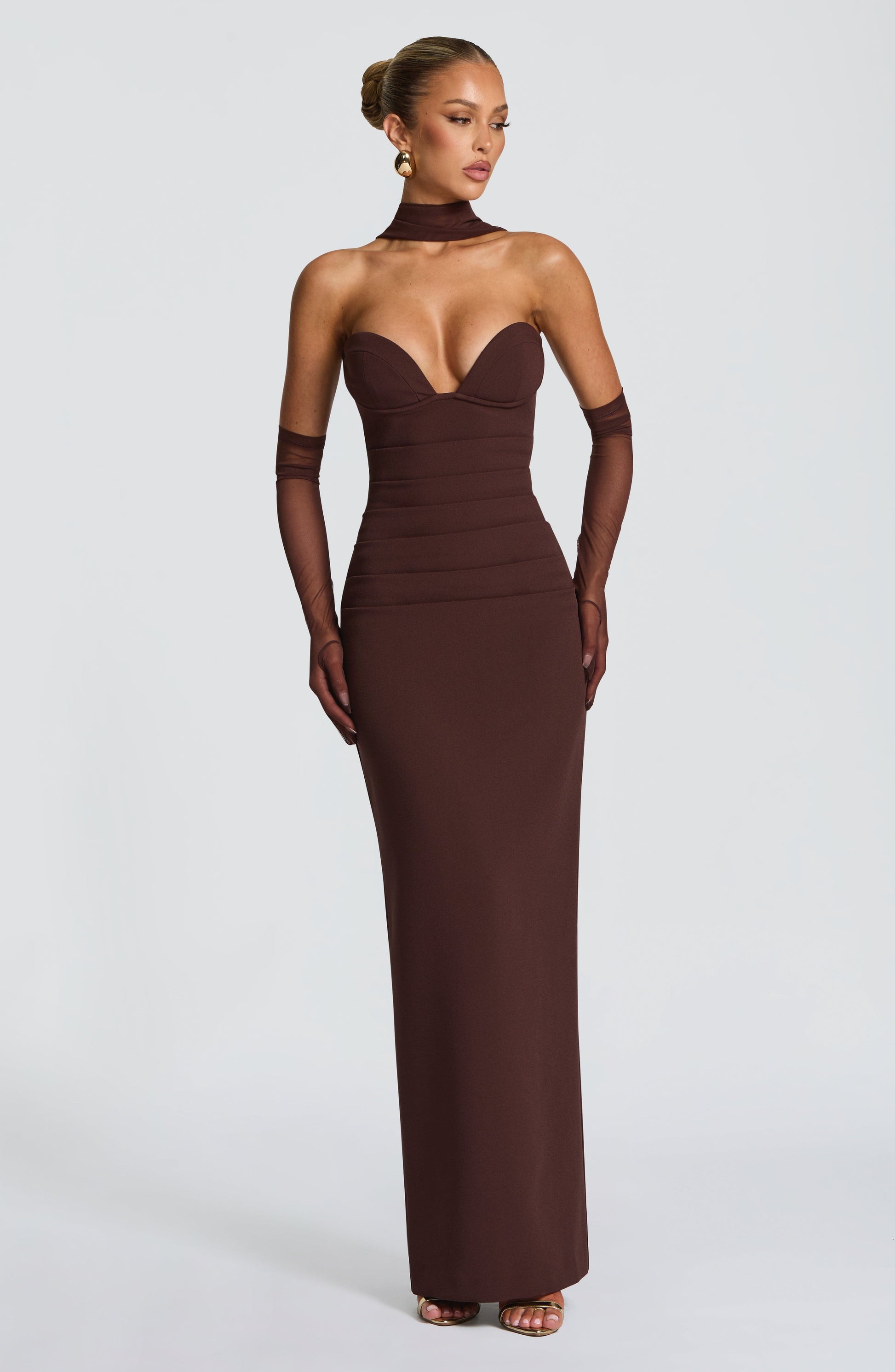 LINDSEY MAXI DRESS - PLUM BROWN