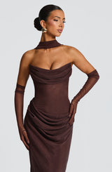 LIORA MAXI DRESS - PLUM BROWN