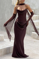 LIORA MAXI DRESS - PLUM BROWN