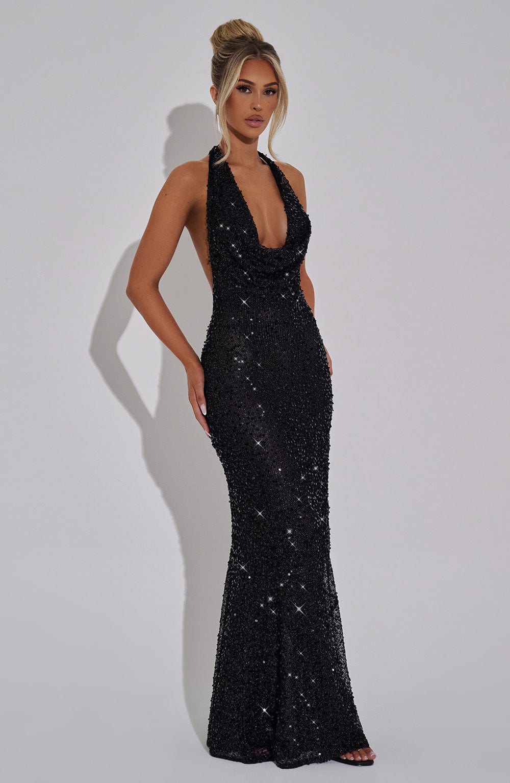 LORENA MAXI DRESS - BLACK LINED