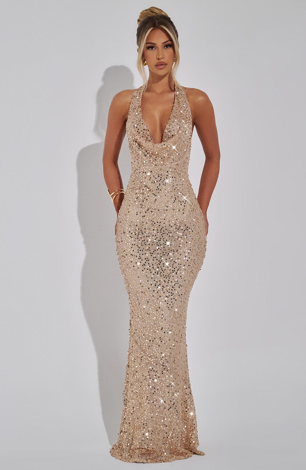 LORENA MAXI DRESS - GOLD LINED