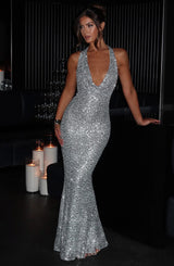 LORENA MAXI DRESS - SILVER LINED