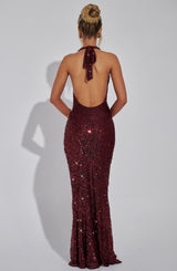 LORENA MAXI DRESS - WINE LINED