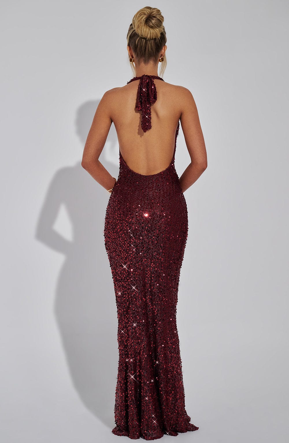 LORENA MAXI DRESS - WINE LINED