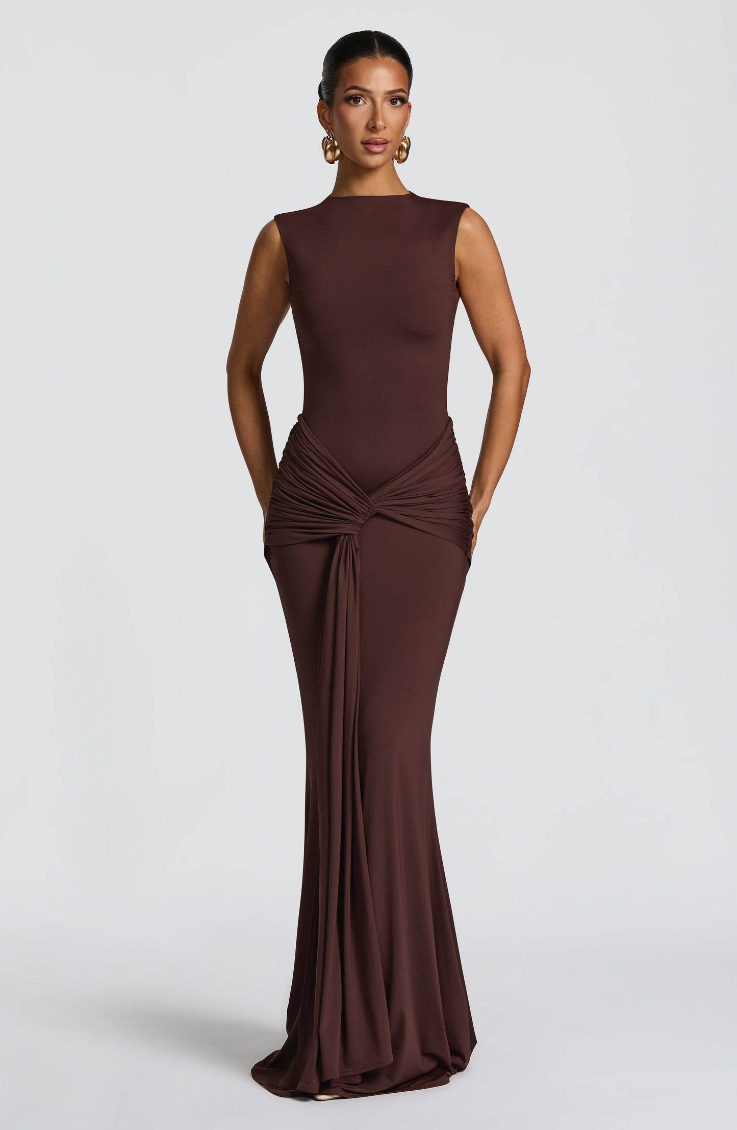 LORENZA MAXI DRESS - PLUM BROWN