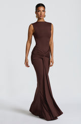 LORENZA MAXI DRESS - PLUM BROWN