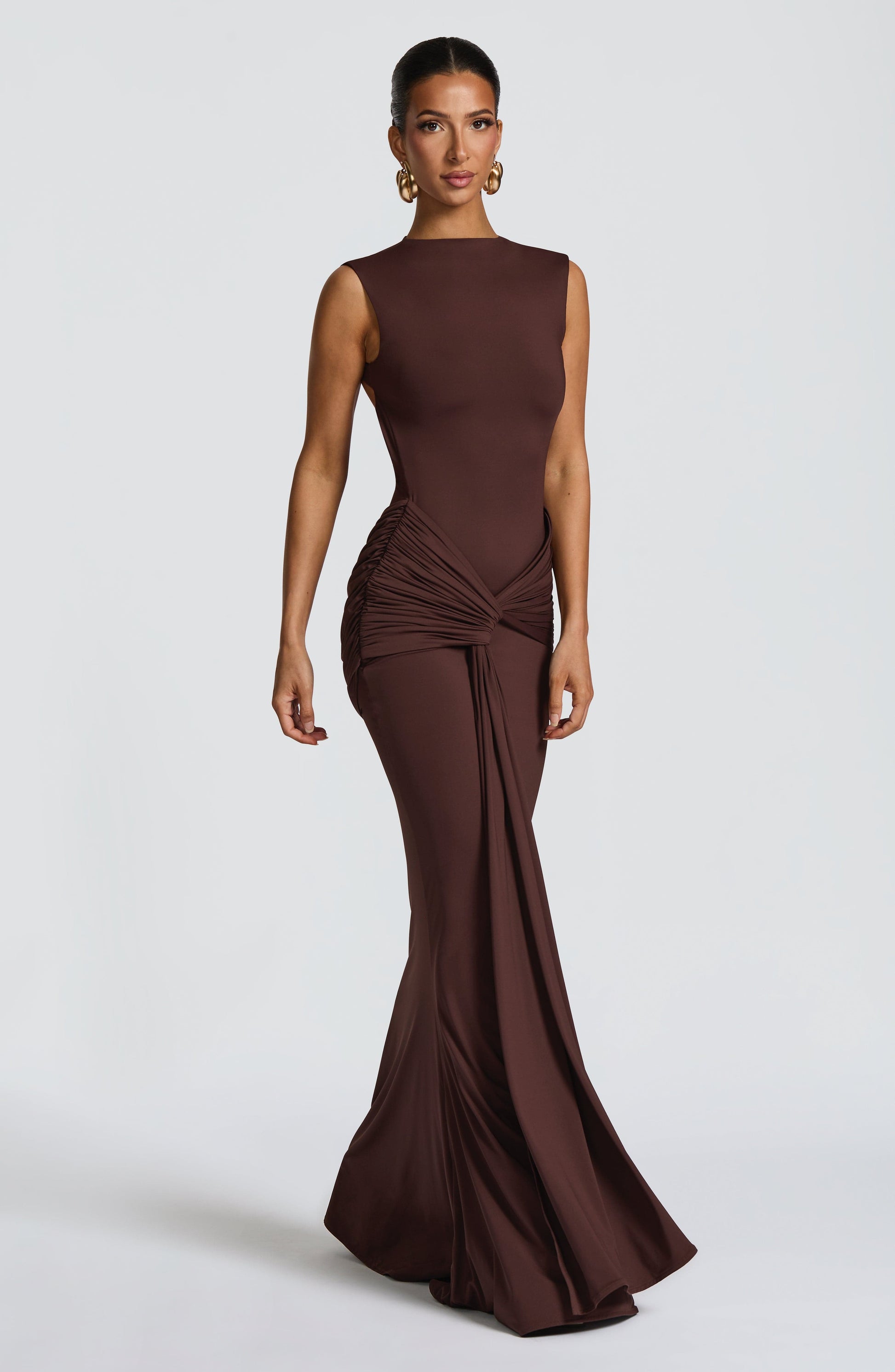 LORENZA MAXI DRESS - PLUM BROWN