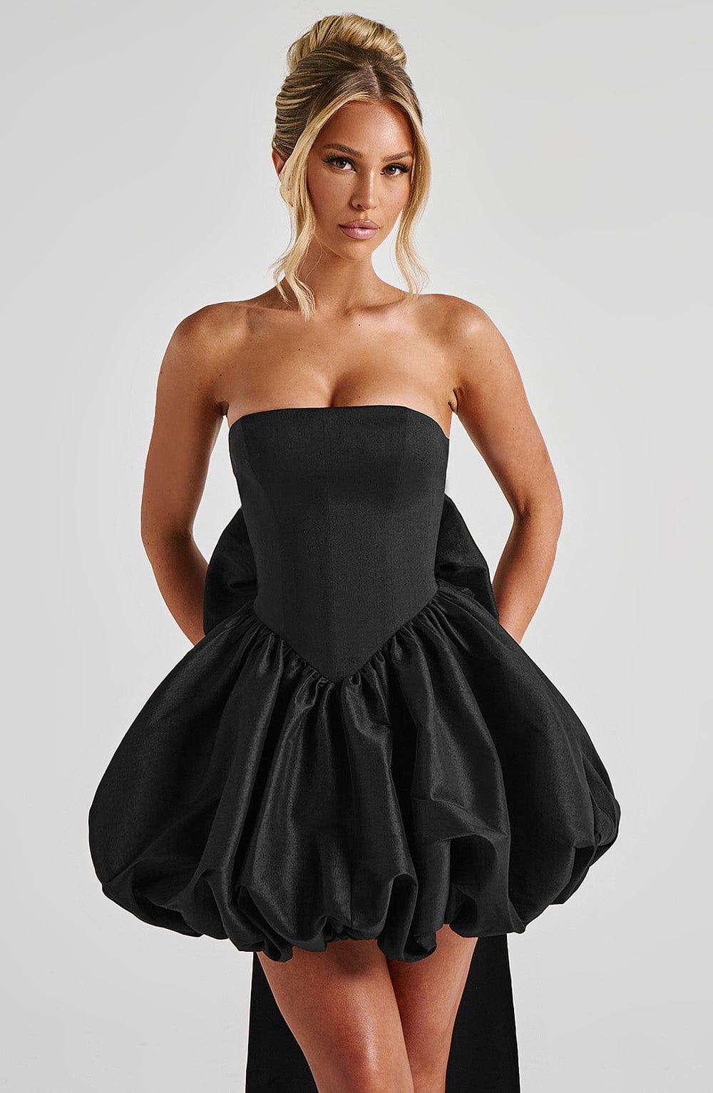 LOTUS MINI DRESS - BLACK