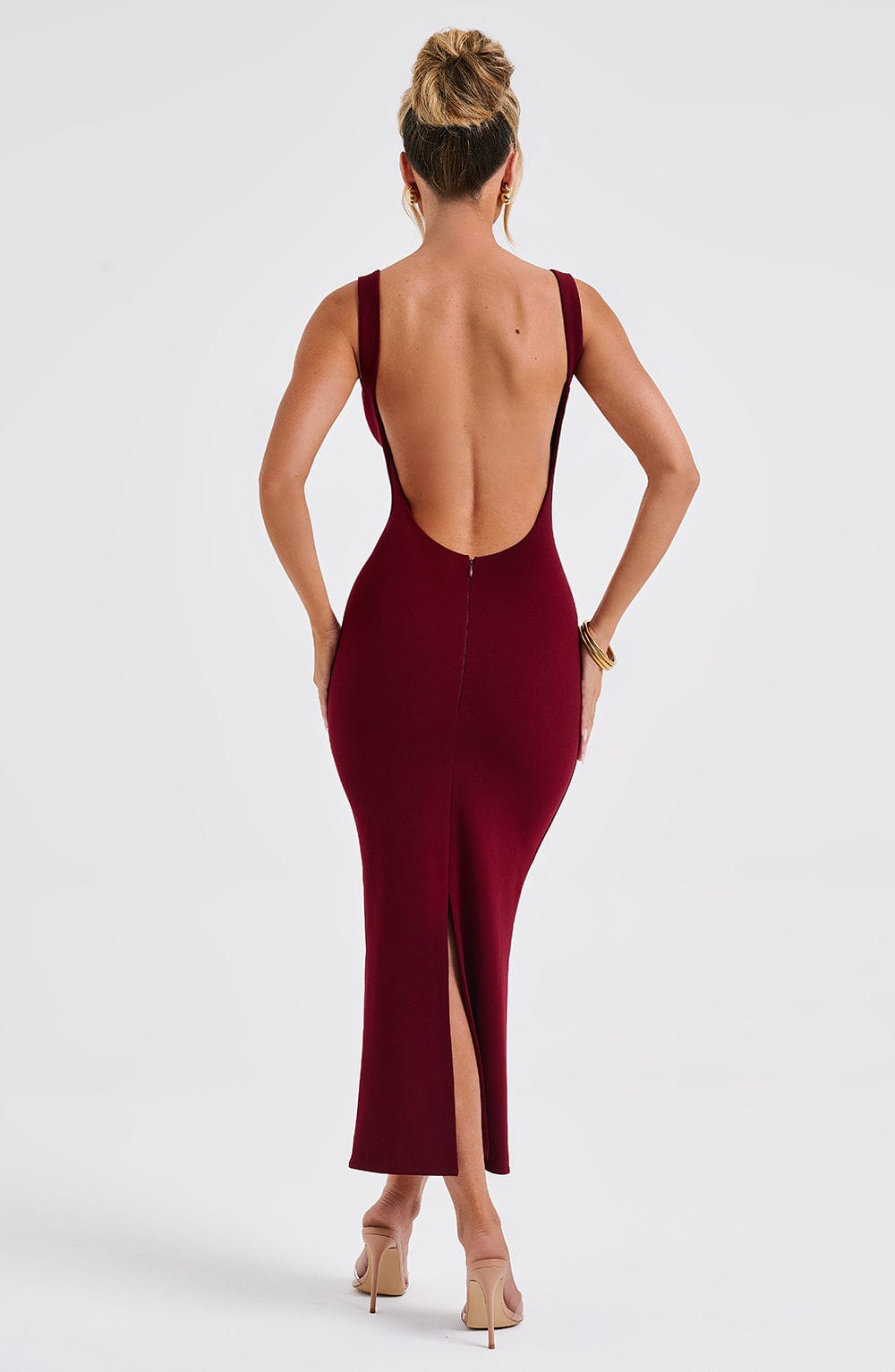 LUCINDA MIDI DRESS - BURGUNDY