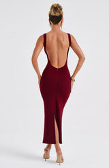 LUCINDA MIDI DRESS - BURGUNDY
