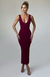 LUCINDA MIDI DRESS - BURGUNDY