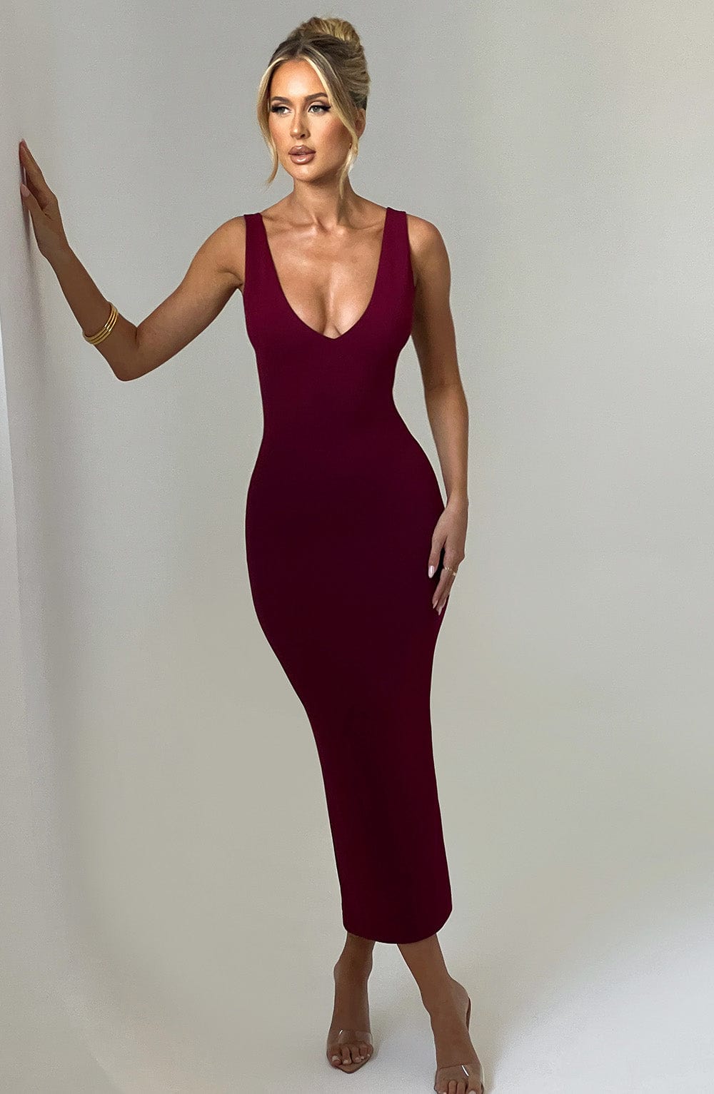 LUCINDA MIDI DRESS - BURGUNDY