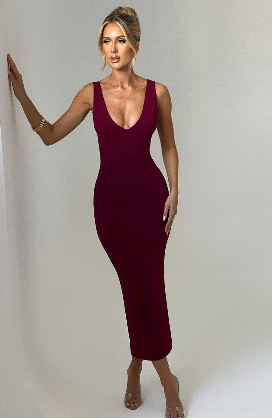 VESTIDO MIDI LUCINDA - BURDEOS