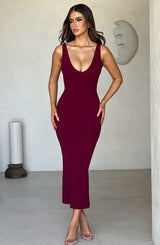 LUCINDA MIDI DRESS - BURGUNDY