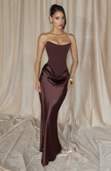 MAGGIE MAXI DRESS - PLUM BROWN
