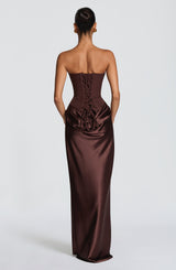 MAGGIE MAXI DRESS - PLUM BROWN