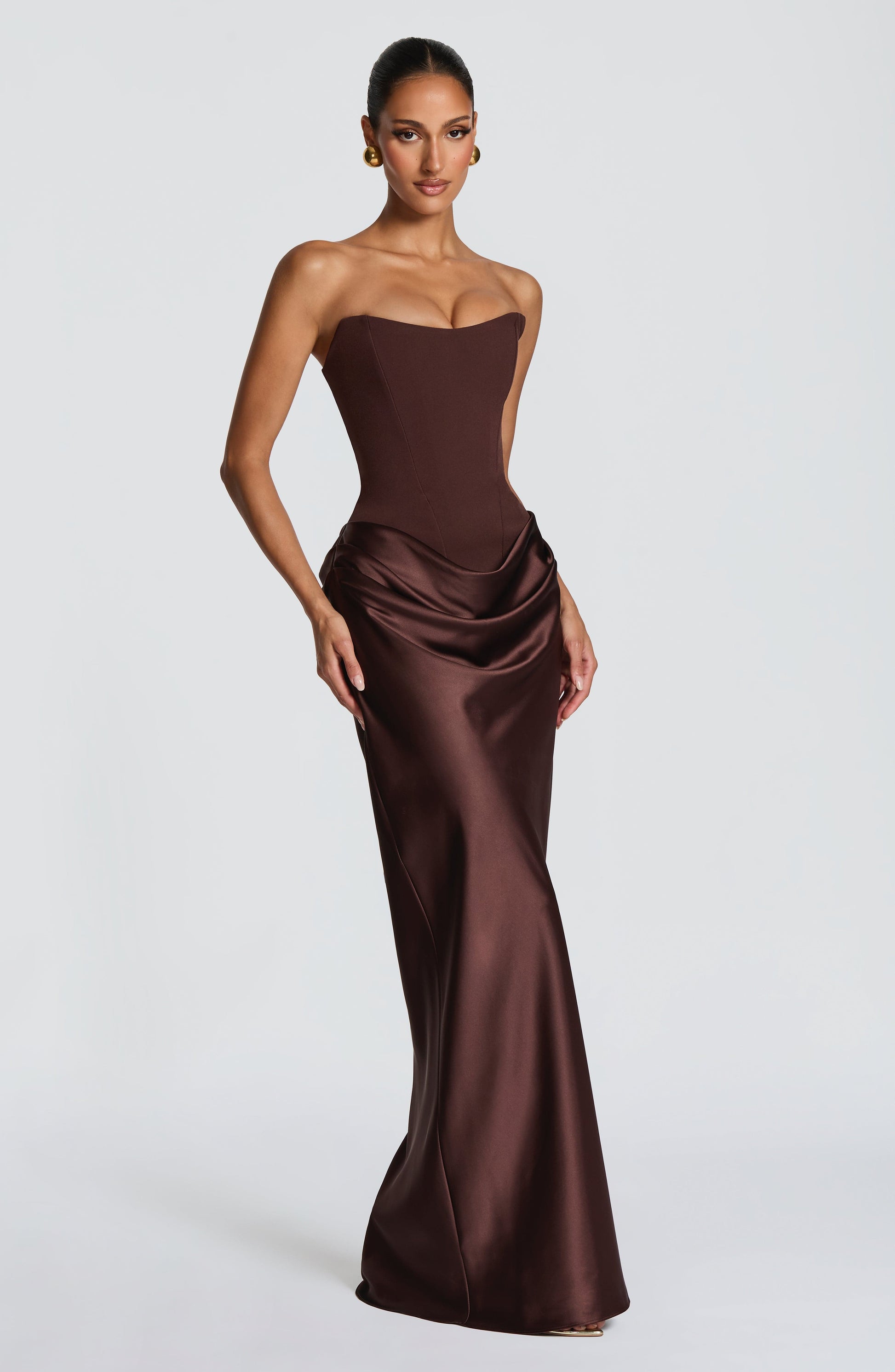 MAGGIE MAXI DRESS - PLUM BROWN