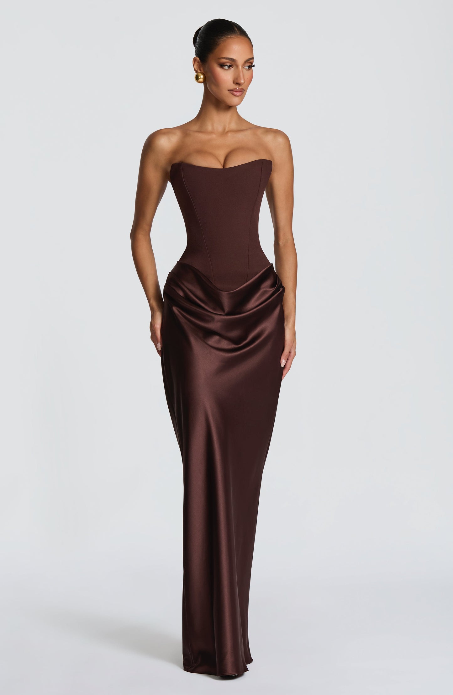 MAGGIE MAXI DRESS - PLUM BROWN