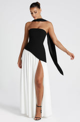 MALIYAH MAXI DRESS - BLACK/WHITE