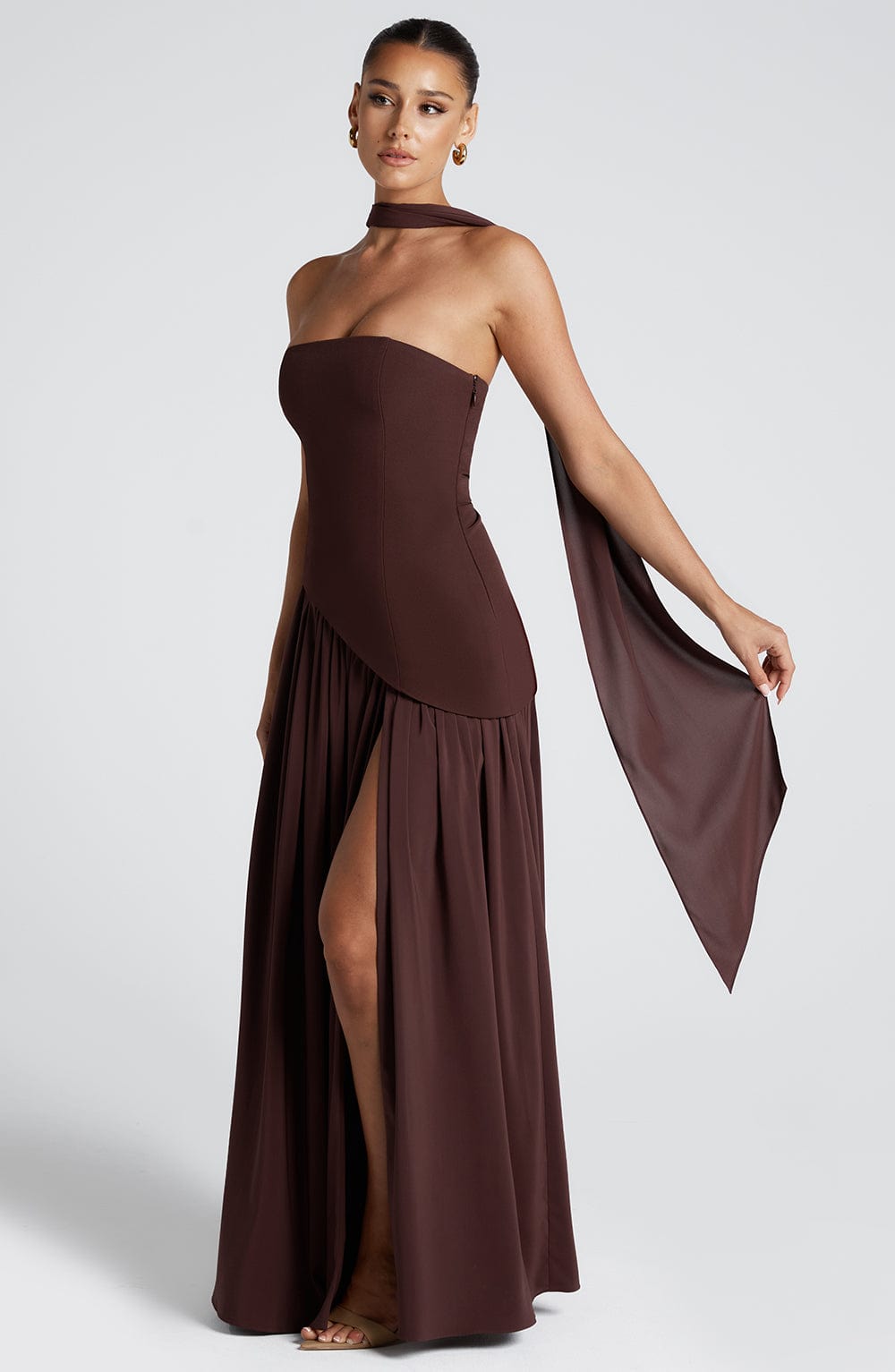 MALIYAH MAXI DRESS - PLUM BROWN