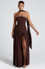 MALIYAH MAXI DRESS - PLUM BROWN