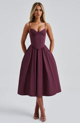 MARIELLA MIDI DRESS - CHERRY LACQUER