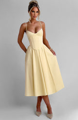 MARIELLA MIDI DRESS - LEMON