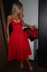 MARIELLA MIDI DRESS - RED
