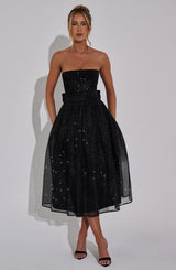 MARISSA MIDI DRESS - BLACK SPARKLE