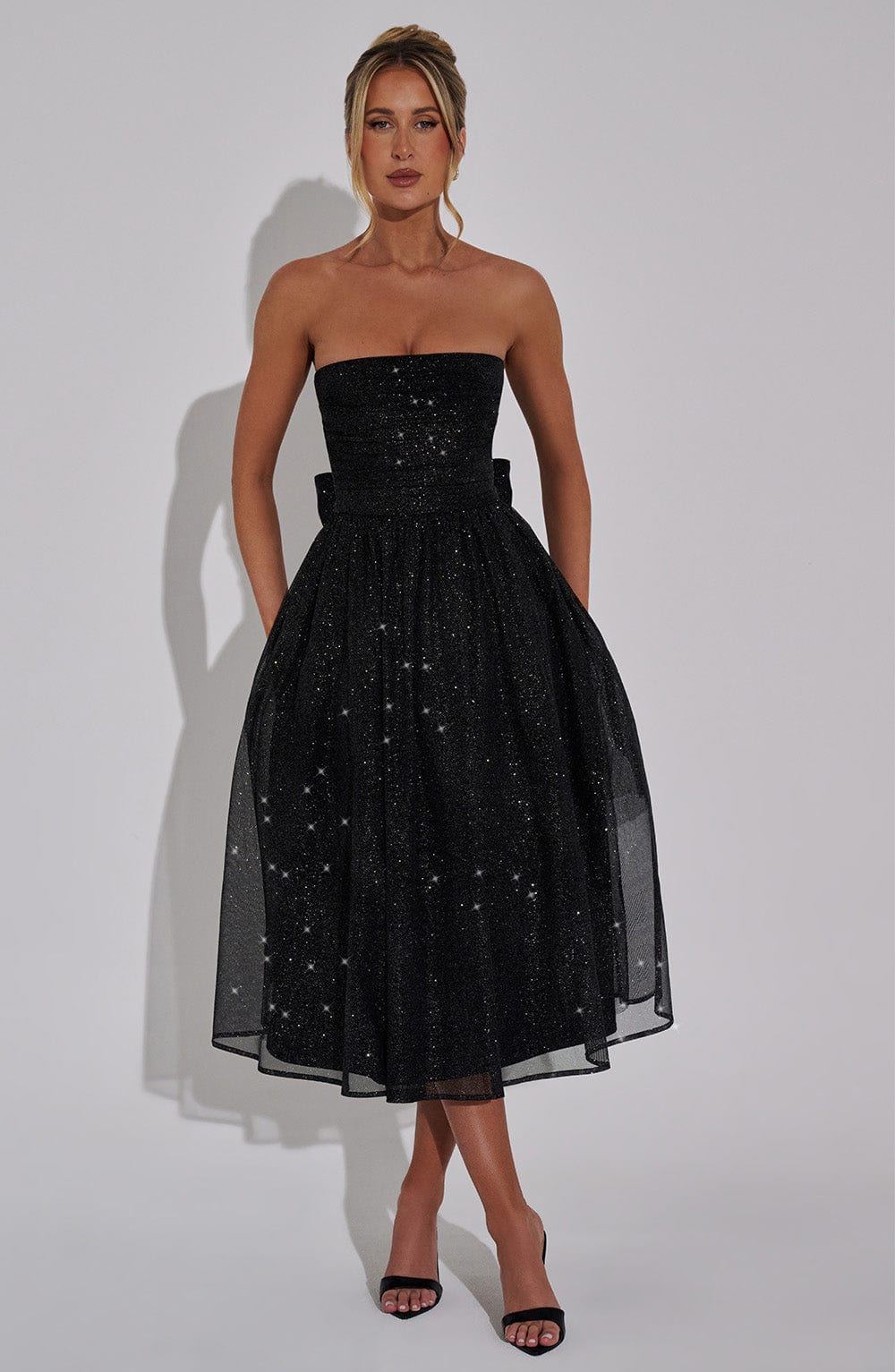 MARISSA MIDI DRESS - BLACK SPARKLE