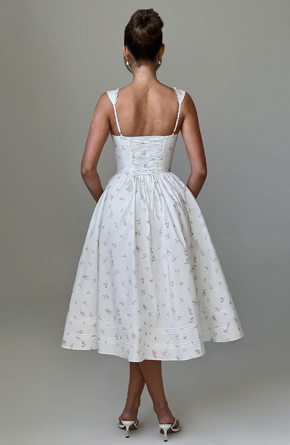 MARLENA MIDI DRESS - WHITE MULTI FLORAL PRINT
