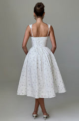 MARLENA MIDI DRESS - WHITE MULTI FLORAL PRINT