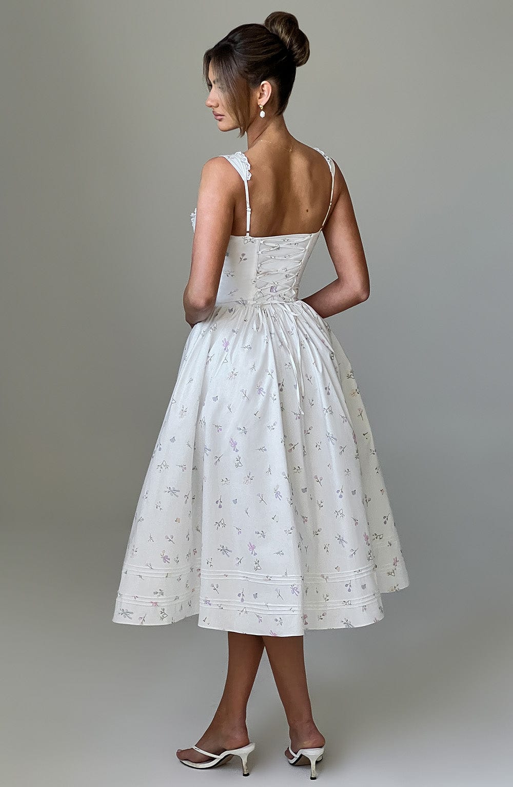 MARLENA MIDI DRESS - WHITE MULTI FLORAL PRINT