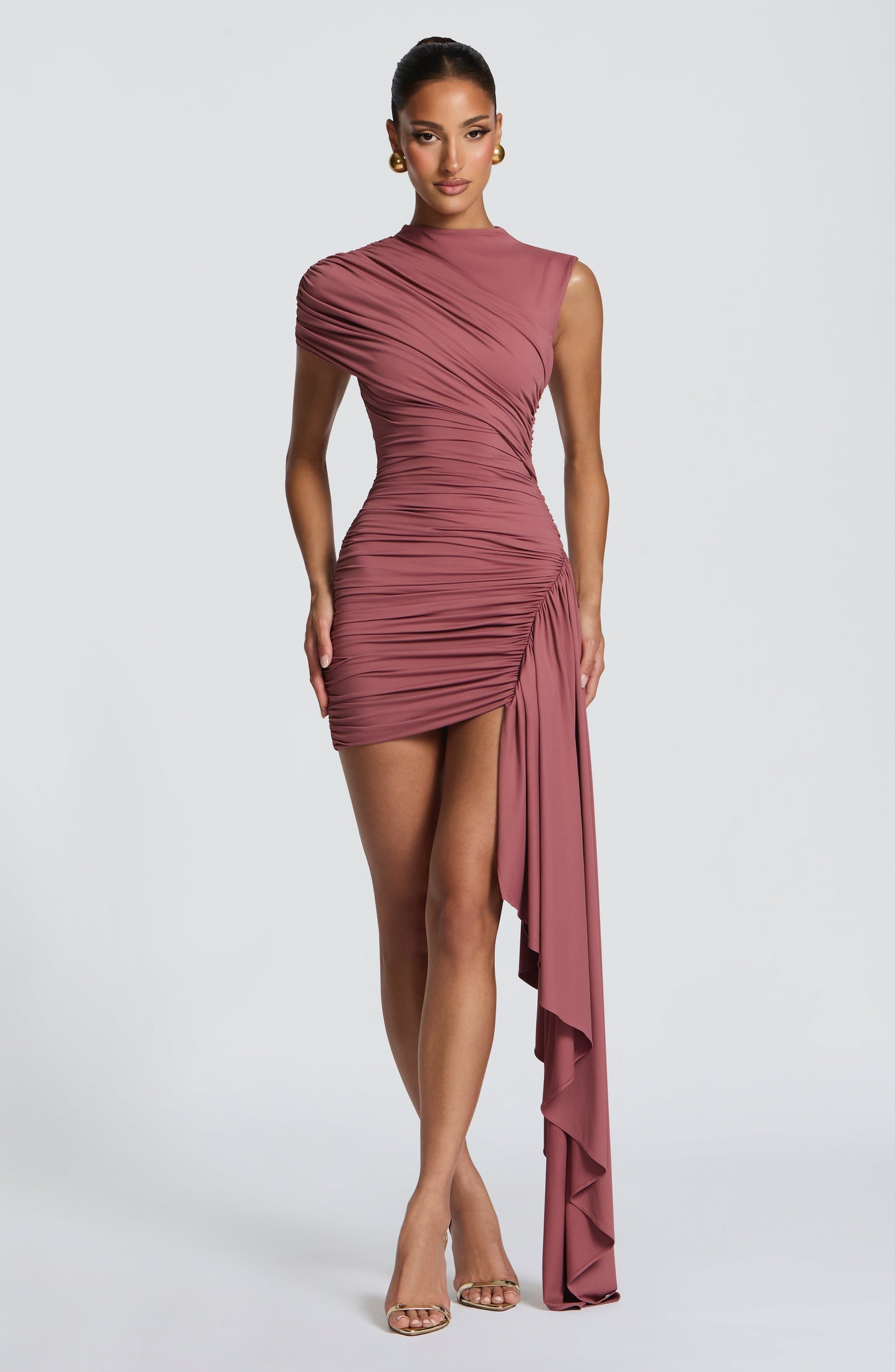 MARNIE MINI DRESS - ROSE BROWN