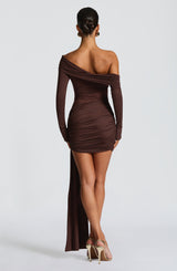 MAVRA MINI DRESS - PLUM BROWN