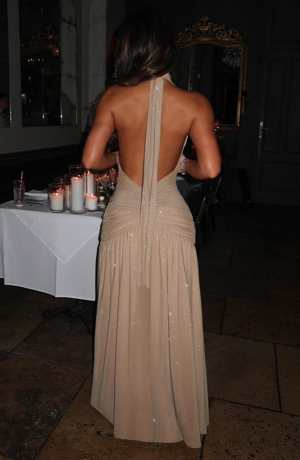 MELANIA MAXI DRESS - GOLD SPARKLE