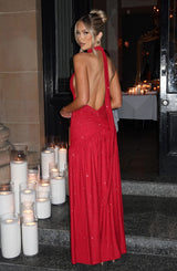 MELANIA MAXI DRESS - RED SPARKLE