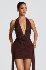 MELONA MINI DRESS - PLUM BROWN