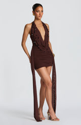 MELONA MINI DRESS - PLUM BROWN