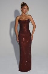 MIRABELLA MAXI DRESS - PLUM BROWN