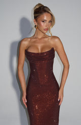 MIRABELLA MAXI DRESS - PLUM BROWN